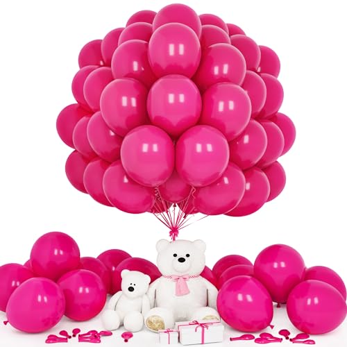 Teselife Luftballons Pink, 50 Stück 12 Zoll Matt Pinke Hot Fuchsia Dunkel Rosa Latex Ballons Girlande Frauen Mädchen Geburtstag Hochzeit Jahrestag Verlobung Valentinstag Baby Shower Brautparty von Teselife