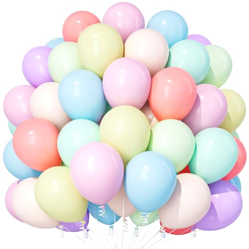 Teselife Pastell Regenbogen Luftballons, 100 Stück 12 Zoll Macaron Regenbogen Ballons, Mehrfarbige Party Ballons Für Frauen Mädchen Geburtstag Jahrestag Hochzeit Verlobung Vorschlag Party Dekorationen von Teselife