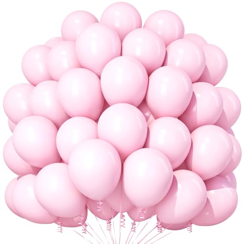 Teselife Pastell Rosa Luftballons, 100 Stück 12 Zoll Macaron Rosa Luftballon, Latex Rose Party Ballon Für Mädchen Frauen Geburtstag Jahrestag Hochzeit Verlobung Babyparty Braut Junggesellinnenabschied von Teselife