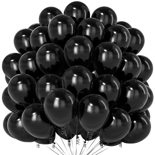 Teselife Schwarze Luftballons, 100 Stück 12 Zoll Matt Schwarze Luftballons, Schwarze Latex Party Ballons Für Jungen Männer Geburtstag Jahrestag Hochzeit Verlobung Abschlussfeier Ruhestand Party Deko von Teselife