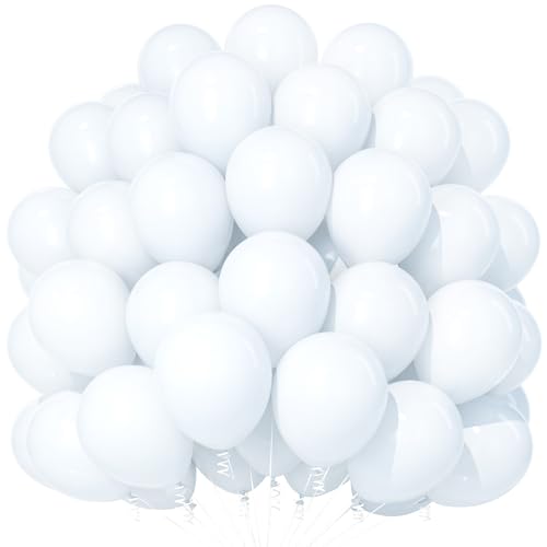 Teselife Weiße Luftballons, 100 Stück 12 Zoll Matt Weiße Luftballons, Weiße Latex Party Ballons Für Mädchen Frauen Geburtstag Jahrestag Hochzeit Verlobung Abschlussfeier Babyparty Party Dekorationen von Teselife