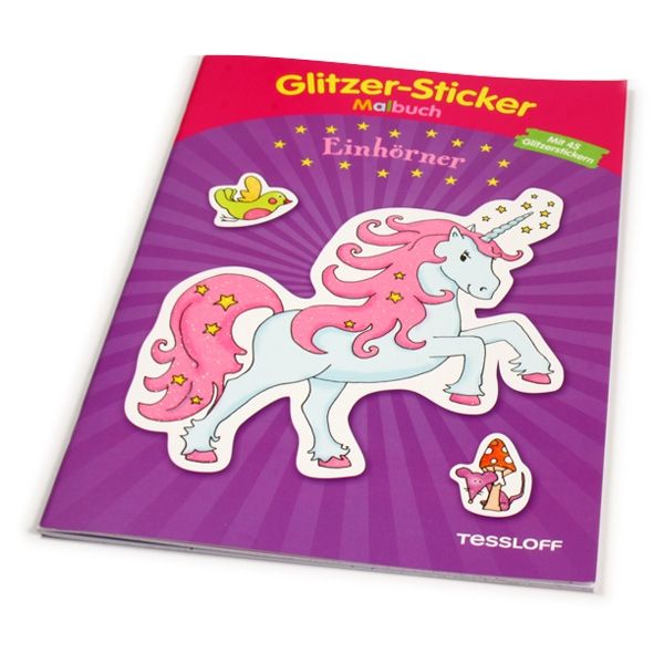 Glitzer-Sticker Malbuch - Einhörner, 45 Glitzersticker, 32 Ausmal-Seiten von Tessloff Medienvertrieb GmbH &