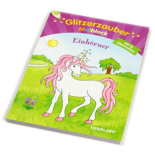 Glitzerzauber Malblock-Einhörner, glitzernde Einhornbilder ausmalen von Tessloff Medienvertrieb GmbH &