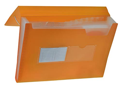 Tetis Orange Akkordeon-Dokumenten-Organizer mit 2 Gummizügen Sammelmappe 13-fach Fächermappe erweiterbar Datei Organizer A4 Datei Akkordeon-Mappe mit Eckgummi Erweiterungsordner Dokumentenmappe von Tetis