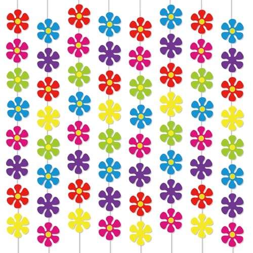 12 Packungen Blumen-Papiergirlanden-Set Dekorationen Frühlingsblume Papierausschnitte 60er Jahre Hippie Party Banner Groovy Hippie Hängende Wirbel Frieden und Liebe für Geburtstagsparty Babyparty Home von Tevxj