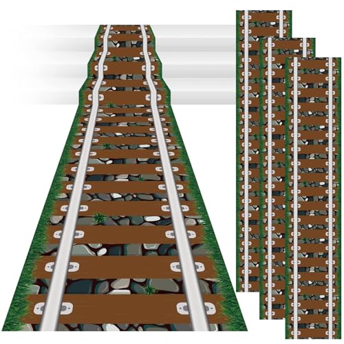 3 Stück 3 m Eisenbahn-Gleisläufer, Party-Dekorationen, Westernzug, Kunststoff-Teppichläufer, Wilder Westen, Partyzubehör, Zugbahn, Boden, Teppichläufer für Eisenbahn, Geburtstag, Tischdecke, von Tevxj