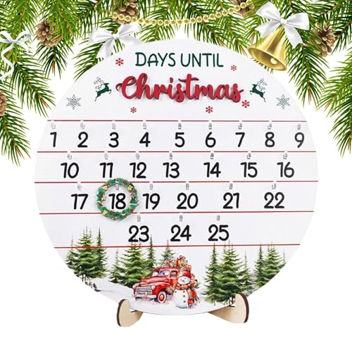 Advents-Countdown-Holzschild, Weihnachts-Countdown-Schreibtischschild - Wand-Desktop-Weihnachtskalenderschild aus Holz - Seasonal Decors Winterurlaub-Szenen-Requisiten, Willkommensschild für Schlafsaa von Tewzafiya