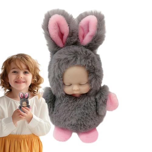 Sleeping Buddy, Schlafpuppe für Kleinkinder - 3,94-Zoll süßes Muschelspielzeug für Kleinkinder | Schlafender Plüschkumpel, beruhigende Plüschpuppe, Rucksackanhänger, Taschenanhänger für Haustiere, Kat von Tewzafiya