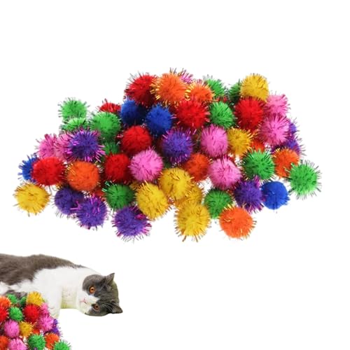 Tewzafiya Farbige Poms für Handwerk, Bastelbälle Poms - Glitzer verschiedene Handwerksvorräte Pom -Bälle - 100x Puff Balls Arts & Crafts, dekoratives Material für Kinderprojekte zur Herstellung von Tewzafiya