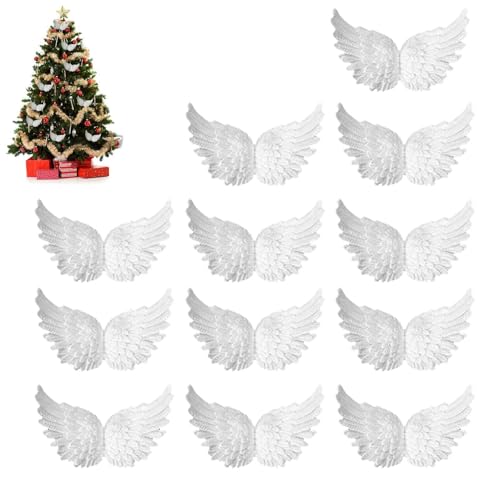 Weiße Feder Kunststoff Engelsflügel | Christbaumschmuck Engelsflügel Deko | Engelsflügel Deko Anhänger | Weiße Engel Miniflügel Weihnachtsbaumdekoration | Engelsfeder Flügel Ornament von Tewzafiya