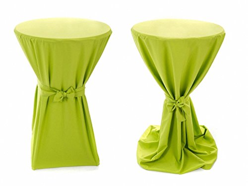 TexDeko® Stehtischhussen Premium mit Schleifenband Blickdicht für Bistrotische Bartische Tisch-Überzug Apfel-Grün Ø 80cm Oeko-TEX Zertifikat von TexDeko