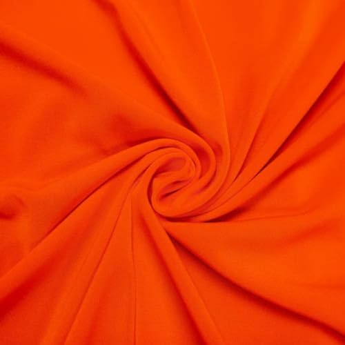 Texco 800-ORANGE-NEON-2 Solider Stretchstoff Massiver 4-Wege-Stretch-Venezia-Polyester-Spandex-Stoff, 200 g/m², DIY-Projekte, Bekleidungsstoff, Elastan, Neon-Orange, 2 Yards, 2 von Texco