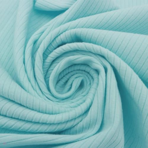 Texco 774 Solid Color 4x2 Rib Knit Rayon Fabric Einfarbiger 4 x 2 Rippstrick-Poly-Viskose-Spandex-Stoff, Blaues Spa, 5 Yards von Texco