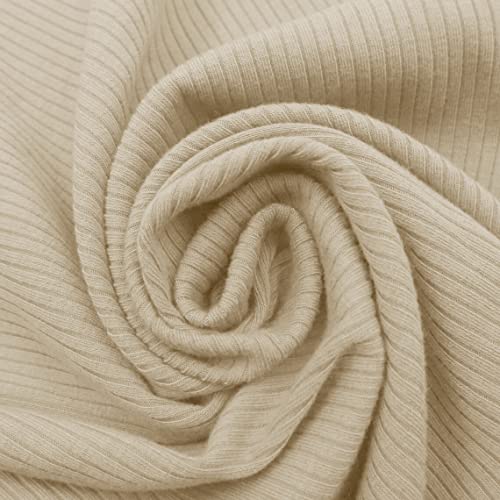 Texco 774 Solid Color 4x2 Rib Knit Rayon Fabric Einfarbiger 4 x 2 Rippstrick-Poly-Viskose-Spandex-Stoff, Cremefarbene Aprikose, 2 Yards von Texco