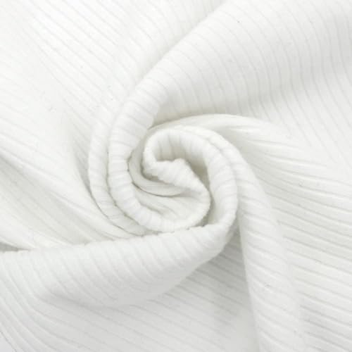 Texco 774 Solid Color 4x2 Rib Knit Rayon Fabric Einfarbiger 4 x 2 Rippstrick-Poly-Viskose-Spandex-Stoff, Cremeweiß, 2 Yards von Texco