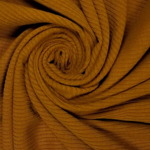 Texco 774 Solid Color 4x2 Rib Knit Rayon Fabric Einfarbiger 4 x 2 Rippstrick-Poly-Viskose-Spandex-Stoff, Dijon, 10 Yards von Texco