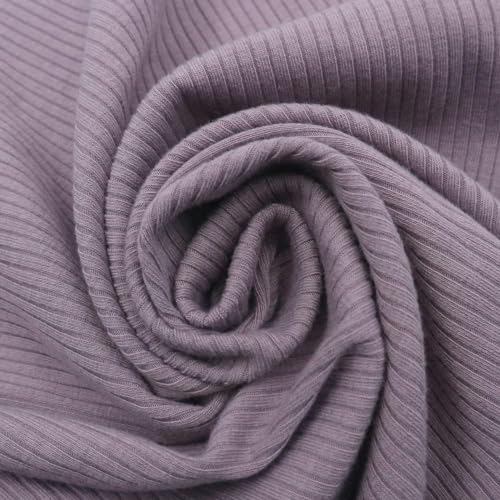 Texco 774 Solid Color 4x2 Rib Knit Rayon Fabric Einfarbiger 4 x 2 Rippstrick-Poly-Viskose-Spandex-Stoff, Dusty Orchidee, 1 Yard von Texco