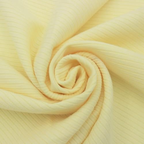 Texco 774 Solid Color 4x2 Rib Knit Rayon Fabric Einfarbiger 4 x 2 Rippstrick-Poly-Viskose-Spandex-Stoff, Gelb (Banana), 1 Yard von Texco