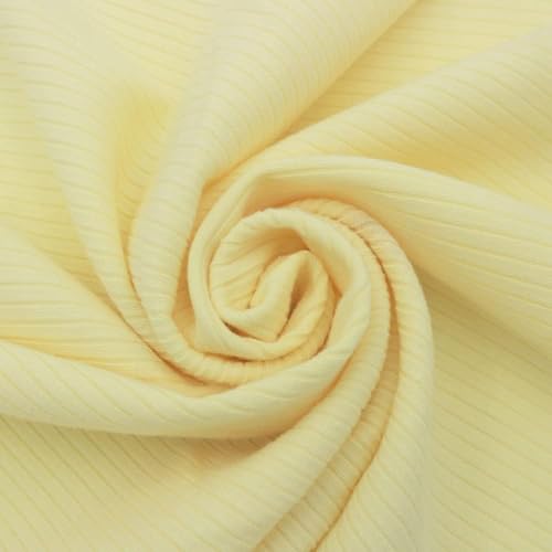 Texco 774 Solid Color 4x2 Rib Knit Rayon Fabric Einfarbiger 4 x 2 Rippstrick-Poly-Viskose-Spandex-Stoff, Gelb (Banana), 10 Yards von Texco