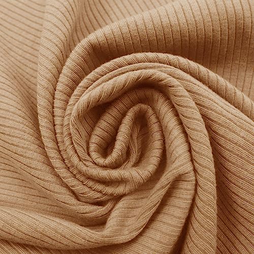 Texco 774 Solid Color 4x2 Rib Knit Rayon Fabric Einfarbiger 4 x 2 Rippstrick-Poly-Viskose-Spandex-Stoff, Goldbraun, 10 Yards von Texco