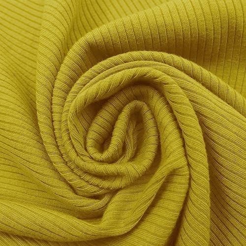 Texco 774 Solid Color 4x2 Rib Knit Rayon Fabric Einfarbiger 4 x 2 Rippstrick-Poly-Viskose-Spandex-Stoff, Honigsenf, 5 Yards von Texco