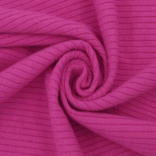 Texco 774 Solid Color 4x2 Rib Knit Rayon Fabric Einfarbiger 4 x 2 Rippstrick-Poly-Viskose-Spandex-Stoff, Knallpink (Hot Pink), 10 Yards von Texco