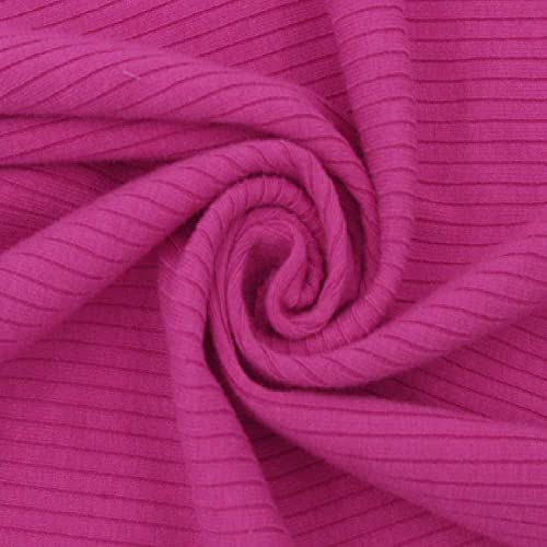 Texco 774 Solid Color 4x2 Rib Knit Rayon Fabric Einfarbiger 4 x 2 Rippstrick-Poly-Viskose-Spandex-Stoff, Knallpink (Hot Pink), 5 Yards von Texco