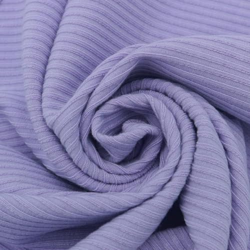 Texco 774 Solid Color 4x2 Rib Knit Rayon Fabric Einfarbiger 4 x 2 Rippstrick-Poly-Viskose-Spandex-Stoff, Lavendel, 10 Yards von Texco