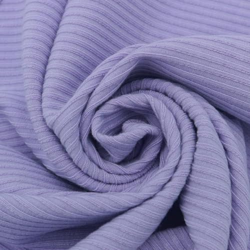 Texco 774 Solid Color 4x2 Rib Knit Rayon Fabric Einfarbiger 4 x 2 Rippstrick-Poly-Viskose-Spandex-Stoff, Lavendel, 2 Yards von Texco