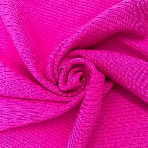 Texco 774 Solid Color 4x2 Rib Knit Rayon Fabric Einfarbiger 4 x 2 Rippstrick-Poly-Viskose-Spandex-Stoff, Magenta, 10 Yards von Texco