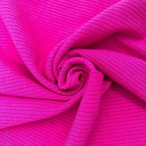 Texco 774 Solid Color 4x2 Rib Knit Rayon Fabric Einfarbiger 4 x 2 Rippstrick-Poly-Viskose-Spandex-Stoff, Magenta, 3 Yards von Texco