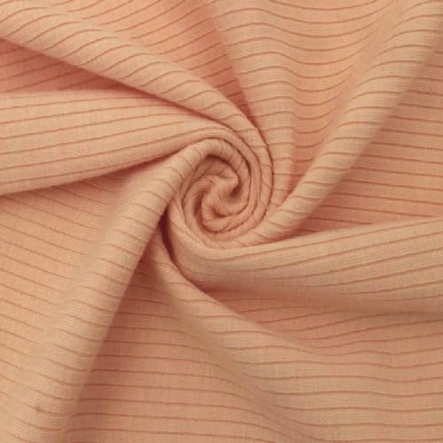 Texco 774 Solid Color 4x2 Rib Knit Rayon Fabric Einfarbiger 4 x 2 Rippstrick-Poly-Viskose-Spandex-Stoff, Orange Light, 1 Yard von Texco