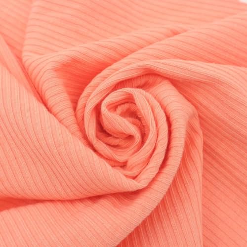 Texco 774 Solid Color 4x2 Rib Knit Rayon Fabric Einfarbiger 4 x 2 Rippstrick-Poly-Viskose-Spandex-Stoff, Pfirsich-Papaya, 10 Yards von Texco
