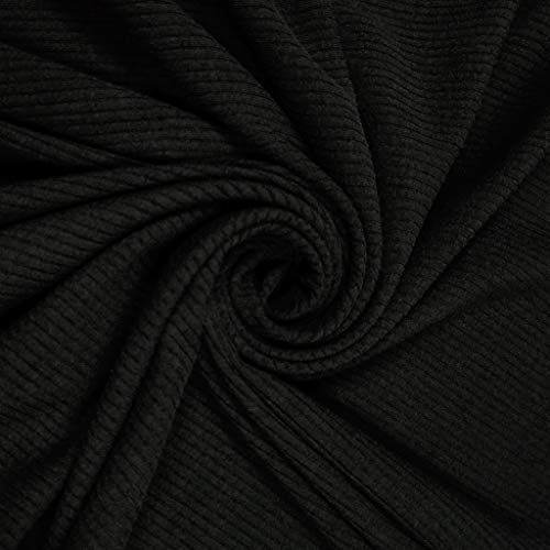 Texco 774 Solid Color 4x2 Rib Knit Rayon Fabric Einfarbiger 4 x 2 Rippstrick-Poly-Viskose-Spandex-Stoff, Schwarz, 10 Yards von Texco