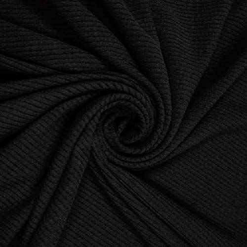 Texco 774 Solid Color 4x2 Rib Knit Rayon Fabric Einfarbiger 4 x 2 Rippstrick-Poly-Viskose-Spandex-Stoff, Schwarz, 3 Yards von Texco