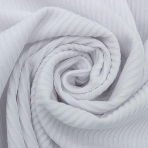 Texco 774 Solid Color 4x2 Rib Knit Rayon Fabric Einfarbiger 4 x 2 Rippstrick-Poly-Viskose-Spandex-Stoff, Weiss/opulenter Garten, 10 Yards von Texco