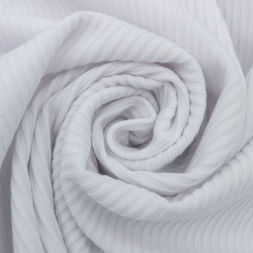 Texco 774 Solid Color 4x2 Rib Knit Rayon Fabric Einfarbiger 4 x 2 Rippstrick-Poly-Viskose-Spandex-Stoff, Weiss/opulenter Garten, 5 Yards von Texco