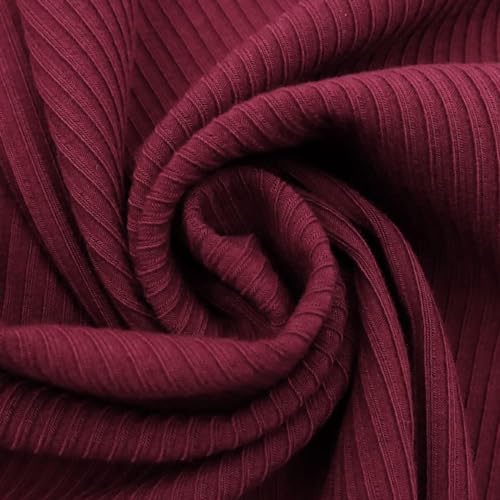 Texco 774 Solid Color 4x2 Rib Knit Rayon Fabric Einfarbiger 4 x 2 Rippstrick-Poly-Viskose-Spandex-Stoff, rubinrot, 10 Yards von Texco
