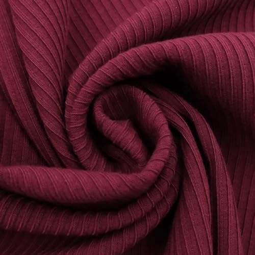 Texco 774 Solid Color 4x2 Rib Knit Rayon Fabric Einfarbiger 4 x 2 Rippstrick-Poly-Viskose-Spandex-Stoff, rubinrot, 5 Yards von Texco