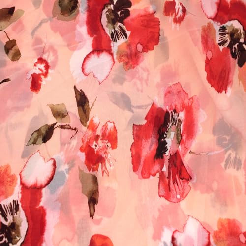 Texco Inc 147,3 cm breiter bedruckter Hi-Multi-Chiffon-gewaschener Stoff, nicht dehnbar, leicht, 85 g/m², atmungsaktiv und knitterfrei, für Bekleidung, Vorhänge und DIY-Projekte, Pfirsich-Hot Coral 91 Texco Inc 147,3 cm breiter bedruckter Hi-Multi-Chiffon-gewaschener Stoff, nicht dehnbar, leicht, 85 g/m², atmungsaktiv und knitterfrei, für Bekleidung, Vorhänge und DIY-Projekte, Pfirsich-Hot Coral 91 von Texco