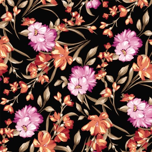 Texco Inc 147,3 cm breiter bedruckter Hi-Multi-Chiffon-gewaschener Stoff, nicht dehnbar, leicht, 85 g/m², atmungsaktiv und knitterfrei, für Bekleidung, Vorhänge und DIY-Projekte, Schwarz-Orange, 2 Texco Inc 147,3 cm breiter bedruckter Hi-Multi-Chiffon-gewaschener Stoff, nicht dehnbar, leicht, 85 g/m², atmungsaktiv und knitterfrei, für Bekleidung, Vorhänge und DIY-Projekte, Schwarz-Orange, 2 von Texco