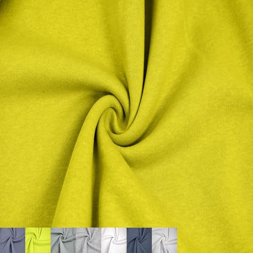 Texco Inc 154,9 cm breiter Polyester-Baumwoll-Fleece-Stoff, 250 g/m², mittelschwer, warm, atmungsaktiv, 2-Wege-Stretch, für Bekleidung, Sweatshirts, Hoodies und Jacken, Zitronengelb von Texco