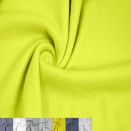 Texco Inc 155 cm breiter Polyester-Baumwoll-Fleece-Stoff, 250 g/m², mittelschwer, warm, atmungsaktiv, 2-Wege-Stretch, für Bekleidung, Sweatshirts, Hoodies und Jacken, Grünes Chartreuse, 91 cm von Texco