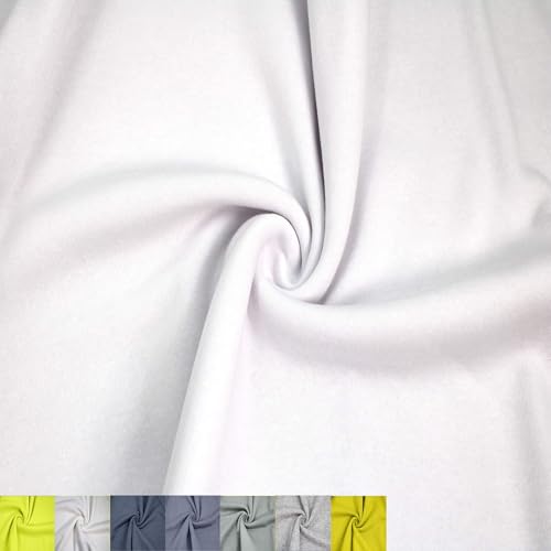 Texco Inc 155 cm breiter Polyester-Baumwoll-Fleece-Stoff, 250 g/m², mittelschwer, warm, atmungsaktiv, 2-Wege-Stretch, für Bekleidung, Sweatshirts, Hoodies und Jacken, weiß, 91 cm von Texco