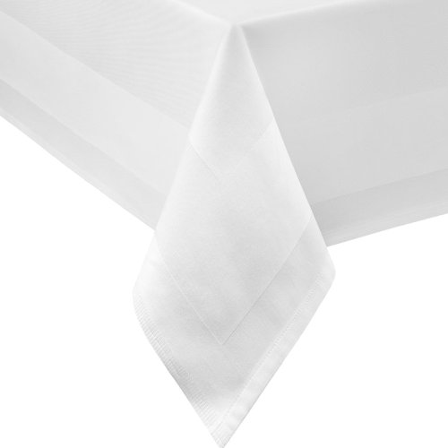 texpot DAMAST Tischdecke ECKIG 180x180 180 x 180 cm Weiss Atlaskante 100% Baumwolle Tischwäsche Tablecloths von texpot