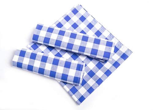 texpot Landhaus Serviette 60 x 60 cm 6 Stück Blau-weiß Kariert aus 100% Baumwolle im 20 mm Karo Bauernkaro von texpot