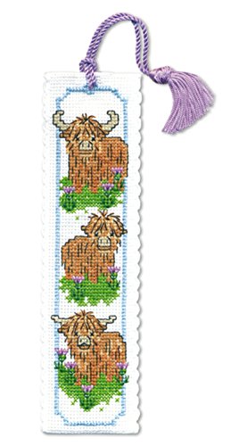 Textile Heritage Lesezeichen-Set, Kreuzstich, Motiv "Wee Hieland Coos" von Textile Heritage