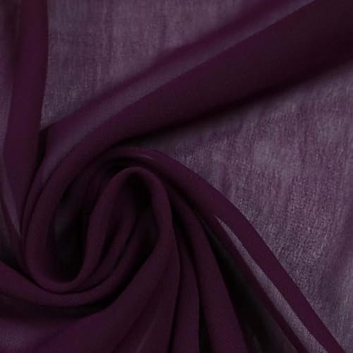 125 Farben Premium Plain Dyed Chiffon Fein weicher Georgette-Kleiderstoff (1 Meter, Pflaume 5797) von Textile Plaza