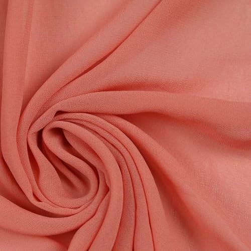 125 Farben Premium Unifarbener Chiffon Feiner Soft Georgette Sheer Dress Stoff (1 Meter, Dull Peach Pink 5777) von Textile Plaza