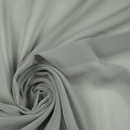 125 Farben Premium unifarbener Chiffon, feiner, weicher Georgette-Kleiderstoff, Probe (10 x 10 cm), Hellgrau 6792 von Textile Plaza